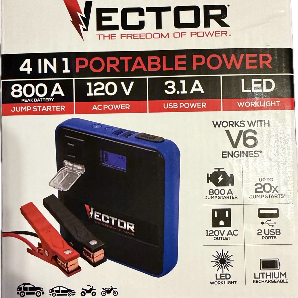 Vector Portable Power Pack with Jump Starter (4 in 1 Multi-use) - Picture 2 of 5